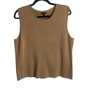 Talbots Petite xl Sleeveless Sweater Neutral Camel Brown Scoop Neck Modest Work
